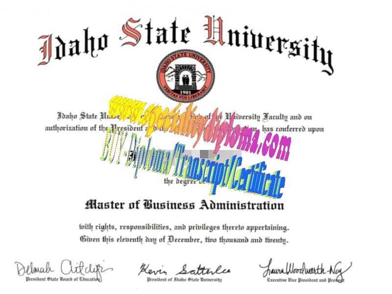 Fake Idaho State University Diploma Certificate