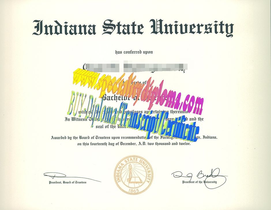 Fake Indiana State University Diploma Certificate