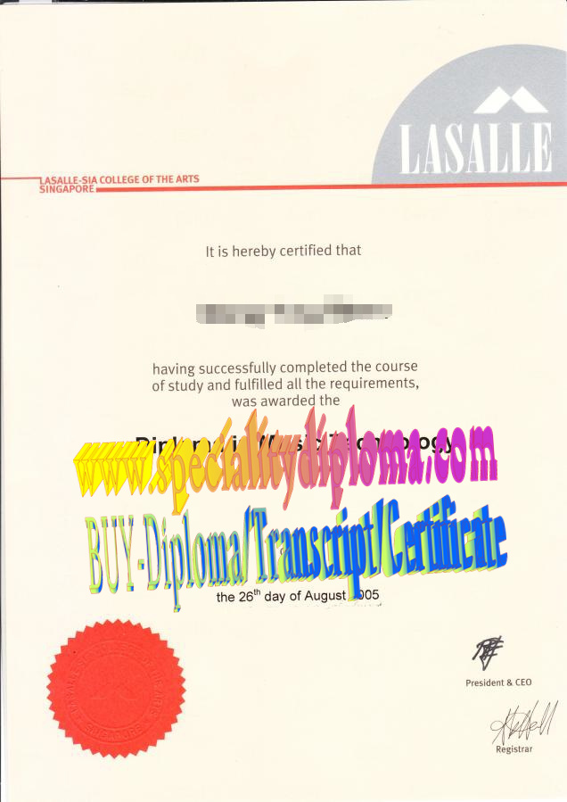 Fake LASALLE College of the Arts Diploma