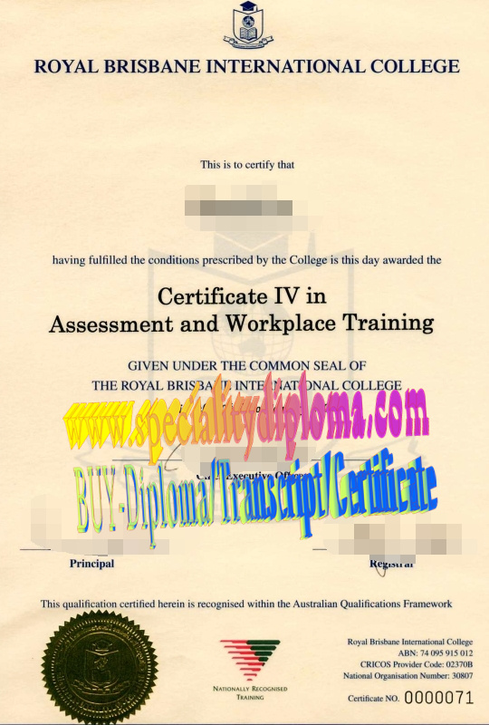 Fake Royal Brisbane International College Diploma Degree