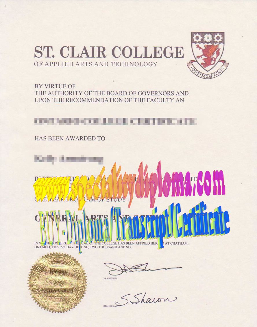 Fake St. Clair College of Applied Arts and Technology Diploma Makers