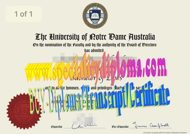 Fake The University of Notre Dame Australia Diploma Degree