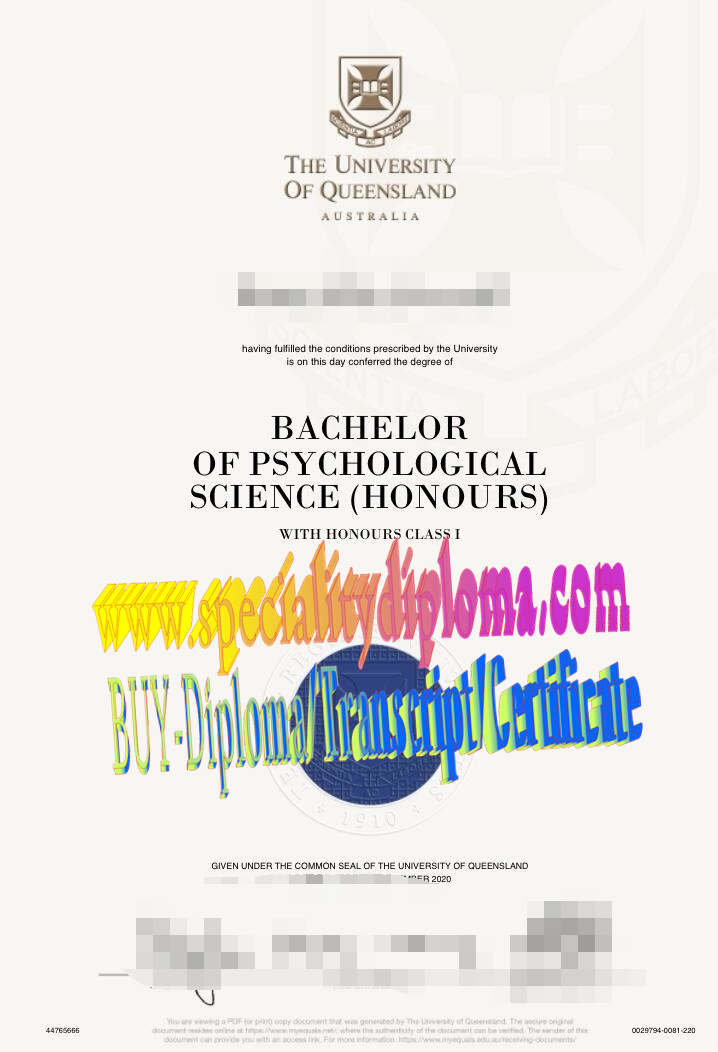 Fake The University of Queensland Diploma Degree