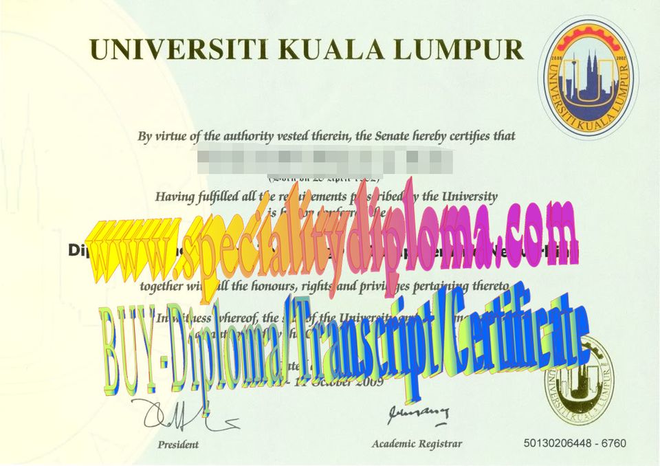 Fake Universiti Kuala Lumpur Diploma Transcript