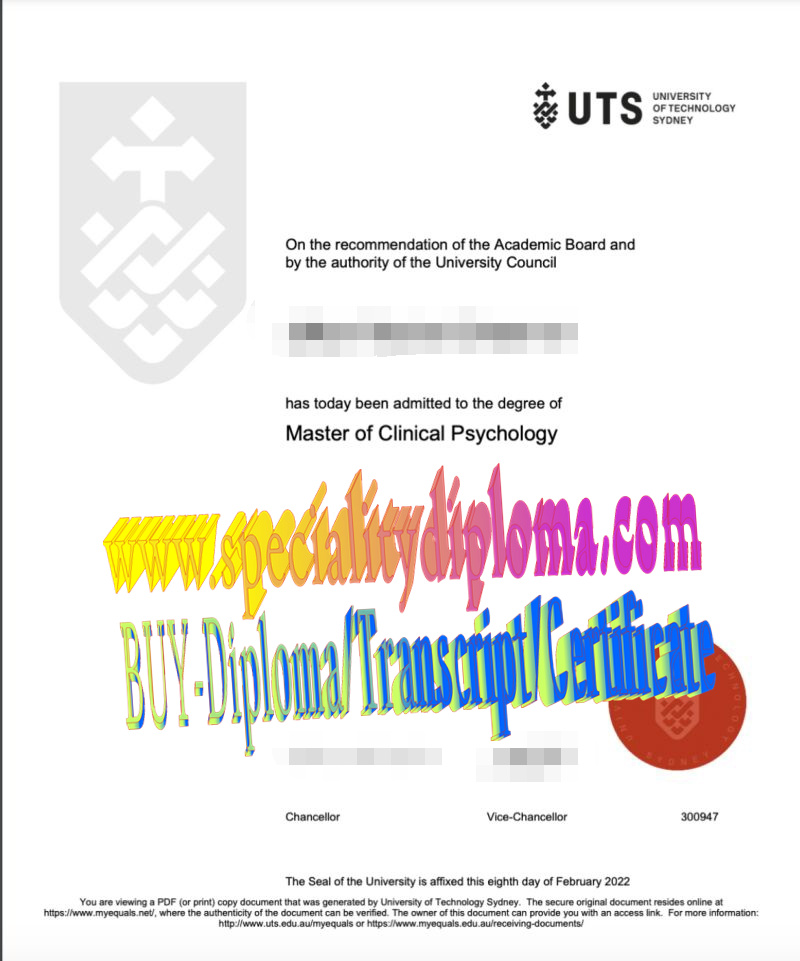 Fake University of Technology Sydney Diploma Degree