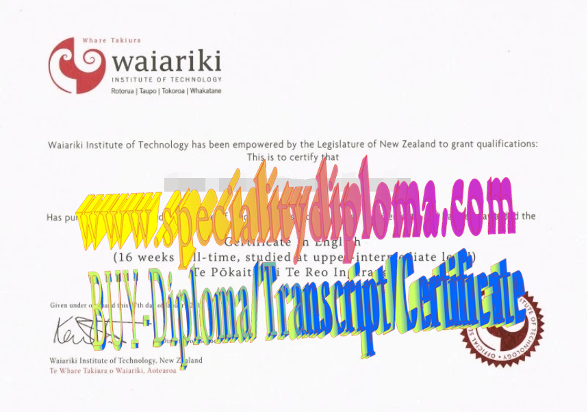 Fake Waiariki Institute of Technology Diploma Degree