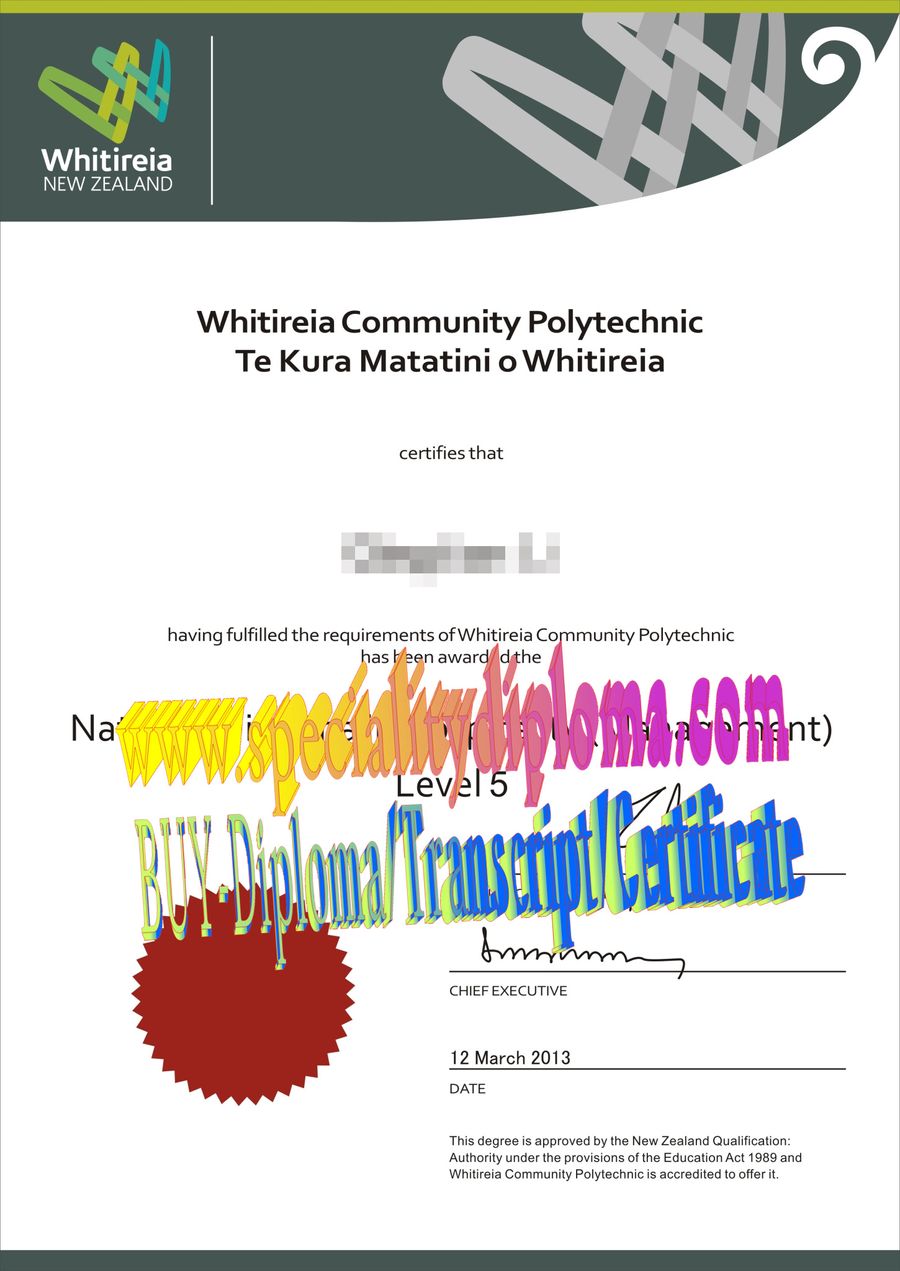 Fake Whitireia Community Polytechnic Diploma Degree