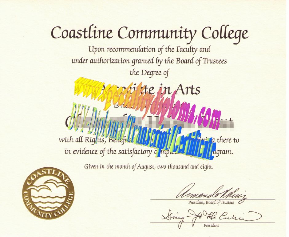 Fake coastline community college Diploma Certificate