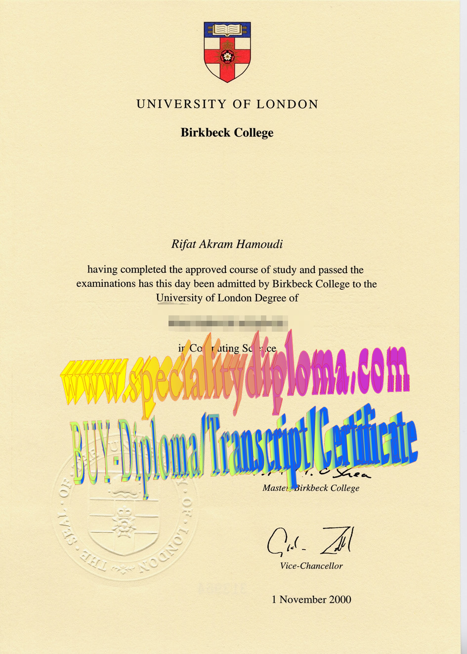 How Buy Birkbeck College Diploma Degree