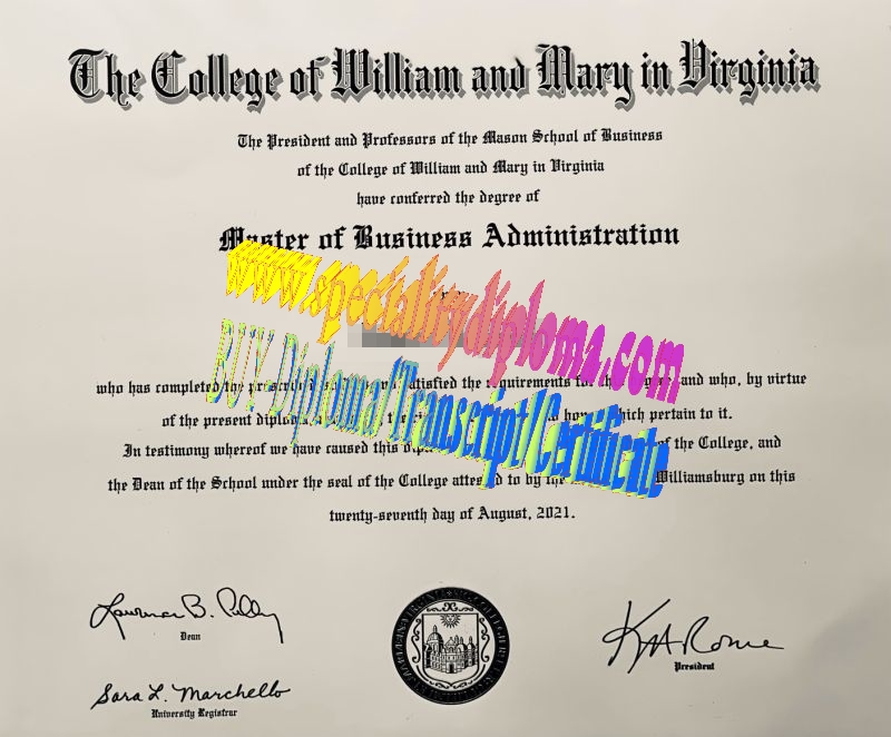 Make fake The College of William  Mary Diploma