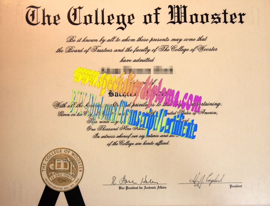 Make fake The College of Wooster Diploma