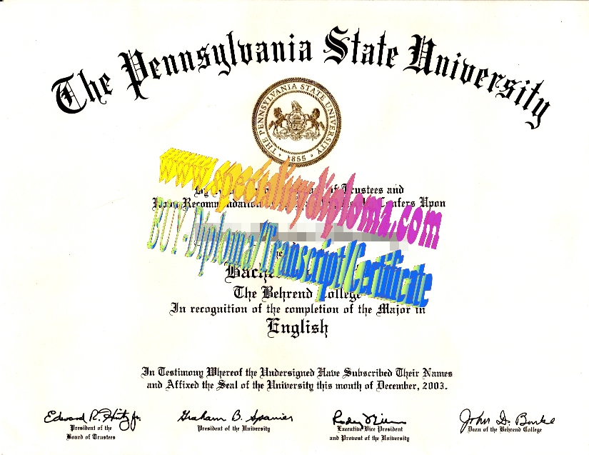 Make fake The Pennsylvania State University Diploma