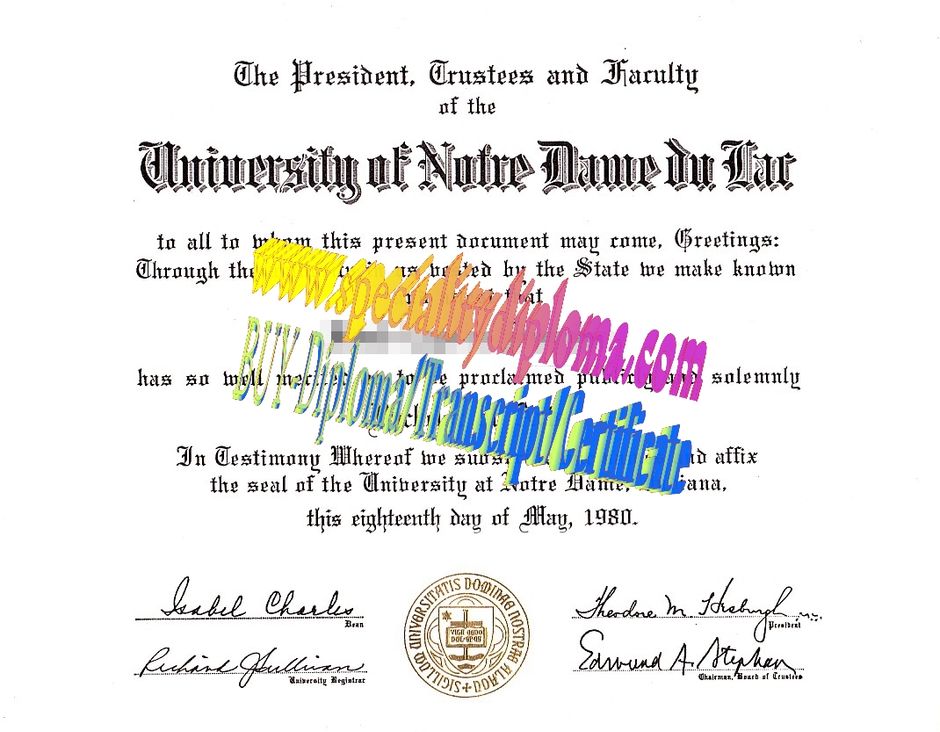 Make fake The University of Notre Dame du Lac Diploma