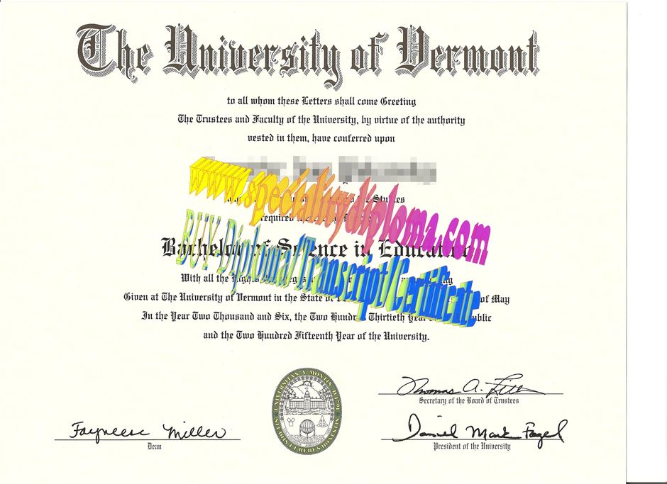 Make fake The University of Vermont Diploma