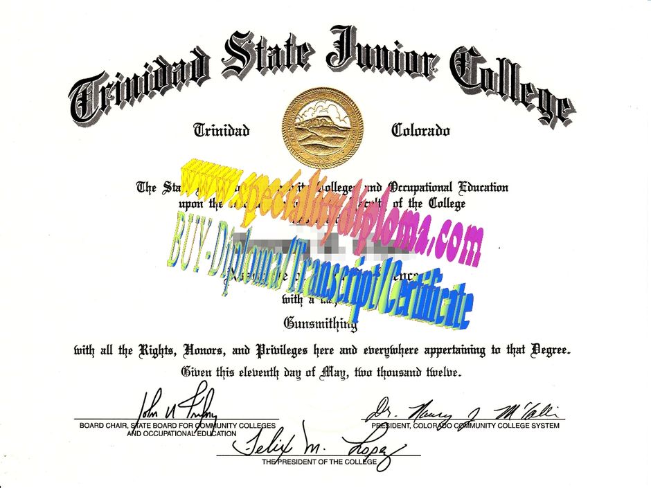 Make fake Trinidad State Junior College Diploma