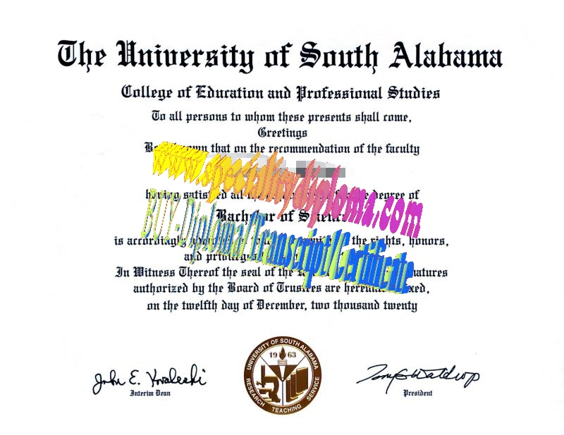 Make fake University of South Alabama Diploma