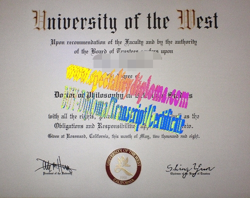 Make fake University of the West Diploma