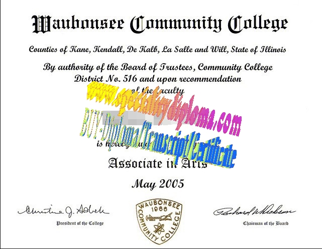 Make fake Waubonsee Community College Diploma