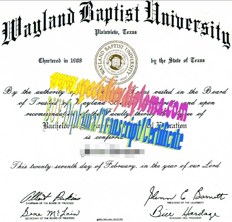 Make fake Wayland Baptist University Diploma