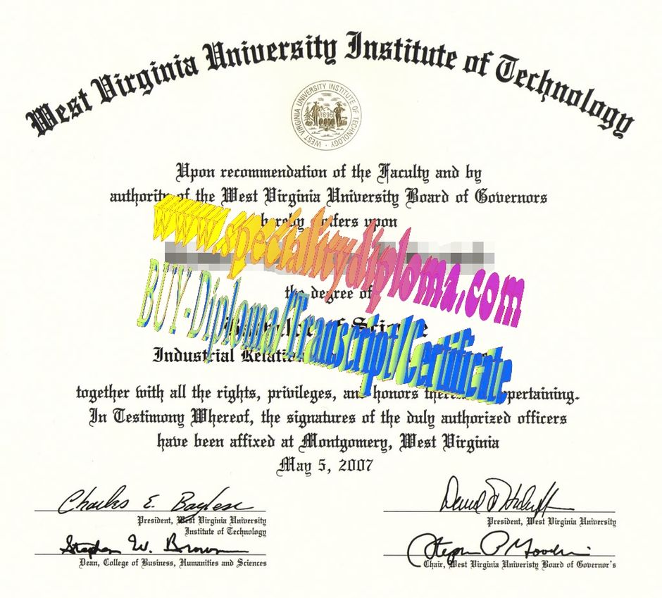 Make fake West Virginia University Institute of Technology Diploma