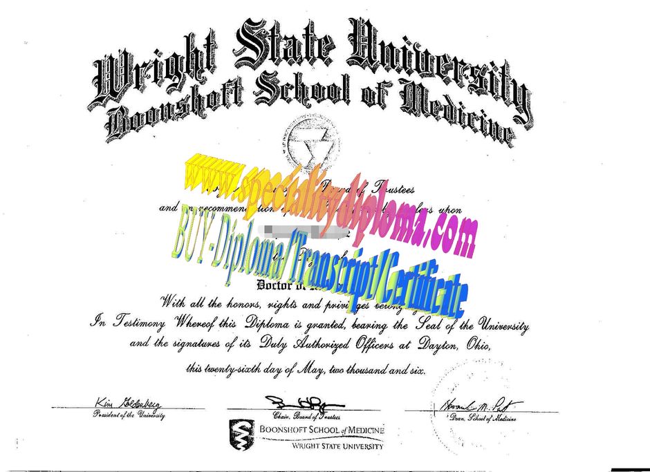 Make fake Wright State University Booneshoft College of Medicine Diploma